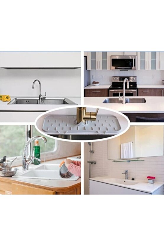 10 Adet Musluk Matı 5 Siyah 5 Gri Su Tutucu Batarya Matı