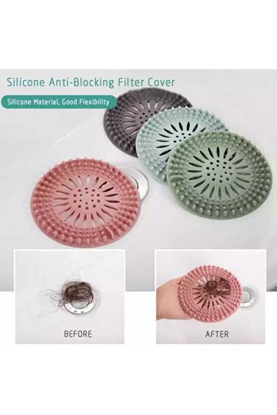 Mutfak Lavabo Süzgeci Evye Silikon Antibakteriyel Süzgeç Açık Gri