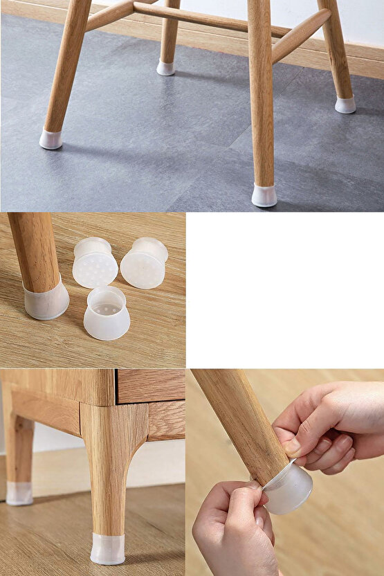 12 Adet Silikon Masa Sandalye Koruyucu, Masa Sandalye Kaydırmaz, Zemin Koruyucu Silikon Pabuç