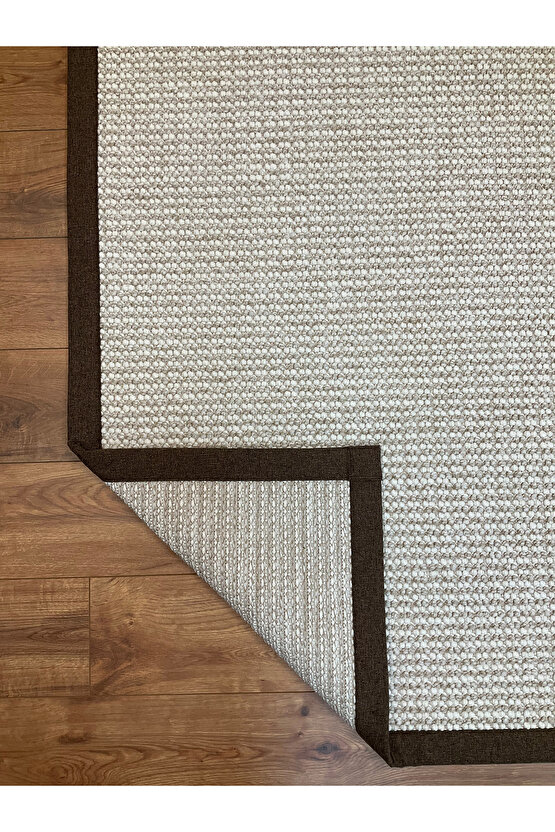 Kumaş Bordür Bej Bukle Kahve Bordür  Halı Salon Koridor Mutfak Çocuk Odası Halısı  Kilim S262
