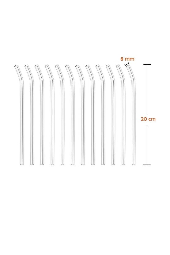 12li  9 mm 20 Cm Boyunda Şeffaf Borosilikat Cam Pipet Seti Meşrubat Pipeti