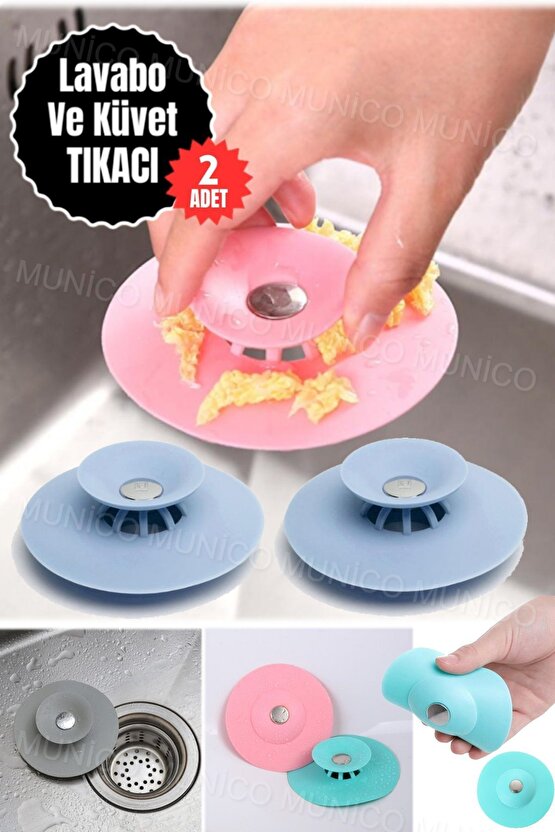 2 Adet Süzgeçli Banyo Gider Tıpası, Saç Tıkanmasını Önleyici Silikon Küvet Tıkacı – Lavabo İçin