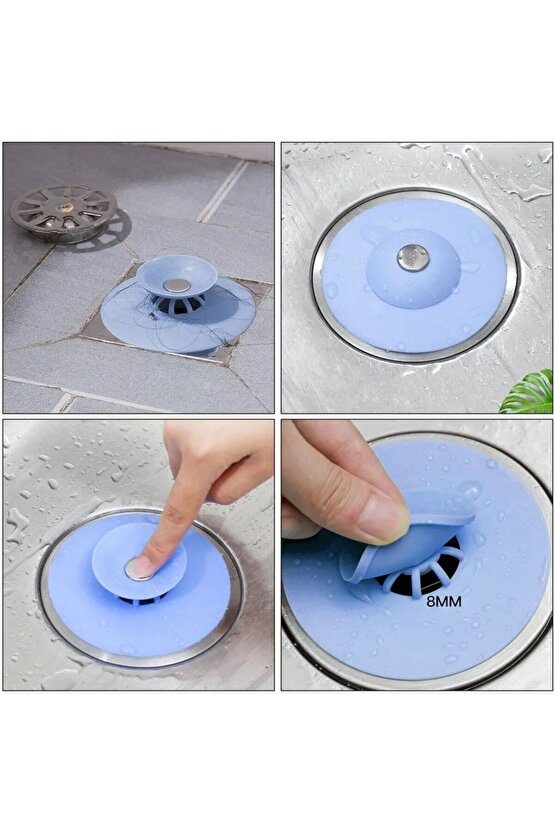 2 Kademeli Dokunmatik Lavabo Tıkacı Silikon Lavabo Gider Tıpası 2 adet