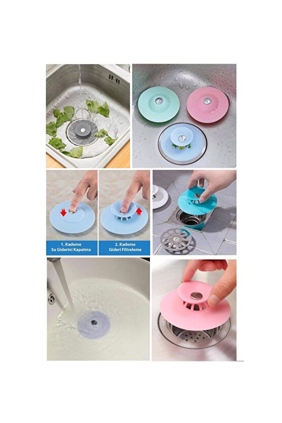 2 Kademeli Dokunmatik Lavabo Tıkacı Silikon Lavabo Gider Tıpası 2 adet