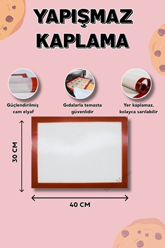 Silpat Silikon Yanmaz Yapışmaz Pişirme Matı 40x30 Cm