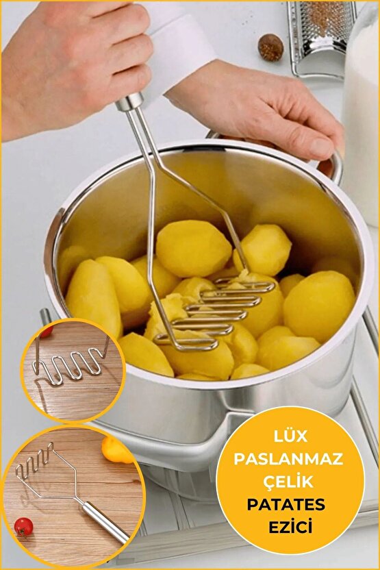 Pratik 24 cm Lüks Paslanmaz Metal Patates Ezici | Patates Ezici Püre Yapıcı