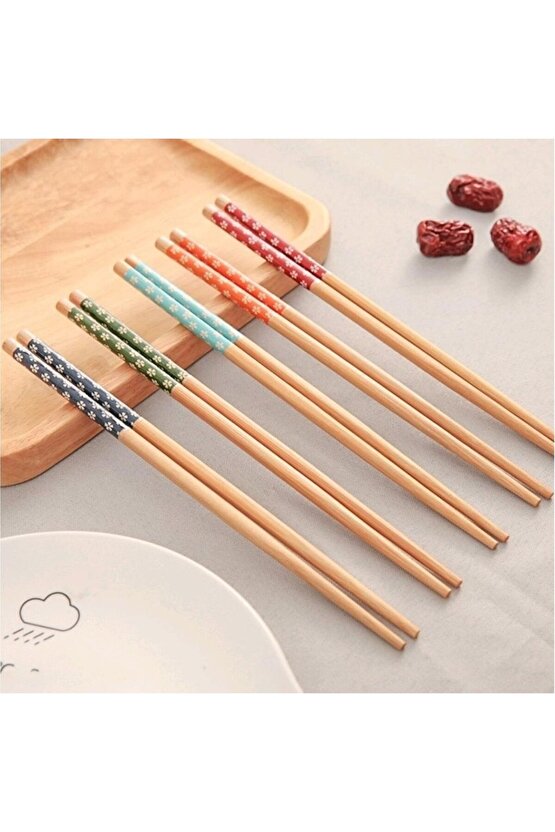 20 Adet 10 Çift) Desenli Yıkanabilir Kore Çin Bambu Chopsticks Yemek Çubuğudesenli Servis Çin Çubuğ