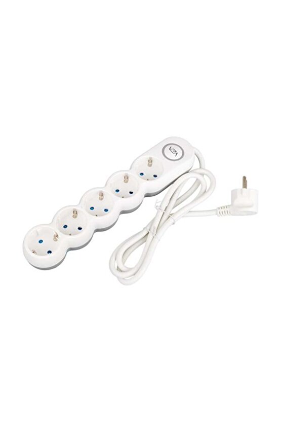 5li 1,5 Metre Kablolu Anahtarli Beyaz Akim Korumali Grup Priz