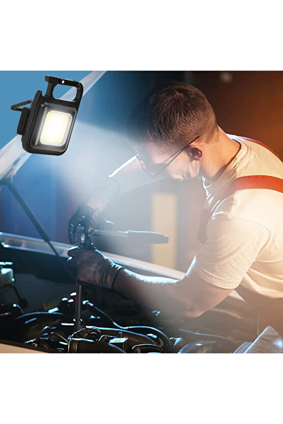 Mini Led Işık Kamp El Feneri Mıknatıslı Su Geçirmez Şarj Edilebilir Çantaya Asılabilir 2 Adet