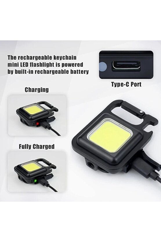 Ultra hafif Şarj Edilebilir Led, Anahtarlık El Feneri, Mıknatıslı Fener, Kamp Aydınlatma ,cob Ledli