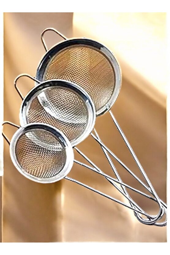 Çay Süzgeci Paslanmaz Metal Çay Süzgeci Bitki Çayı Demleme Süzgeç Çok Amaçlı 3 Lü Set