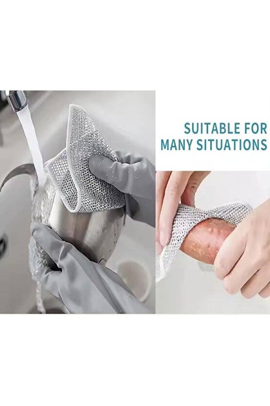 5 Adet Çok Fonksiyonlu Çizilmez Tel Bulaşık Bezi Bulaşık Tel Ovalama Bezi Çelik Tel Bulaşık Havlu