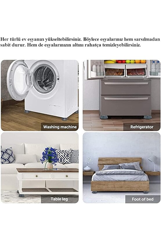 Çamaşır Makinesi Ayağı Titreşim Gürültü Hareket Önleyici Mobilya Yükseltici Ayak