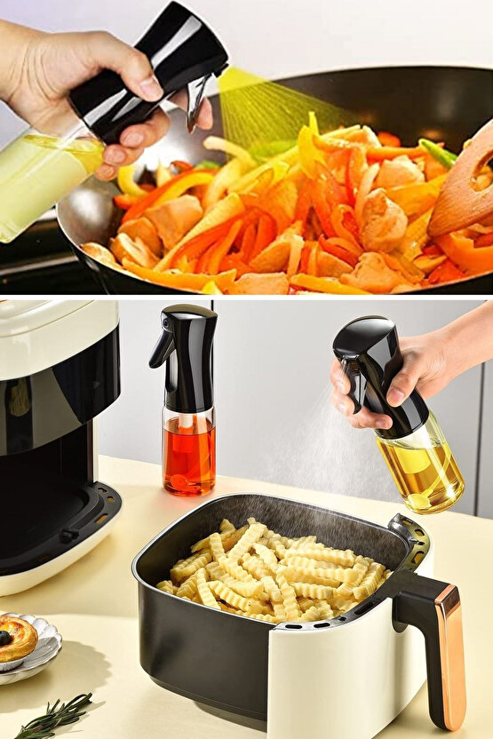 Cam Sprey Airfryer Yağdanlık | Zeytinyağı Sirke Yağ Püskürtücü | Fritöz Yağ Püskürtücü 300ML