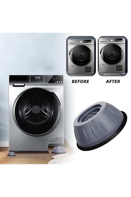 Çamaşır Makinesi Titreşim Önleyici Kaydırmaz Vantuzlu Ayak Stoper 4 Adet Kanepe Yatak Masa Yükseltme