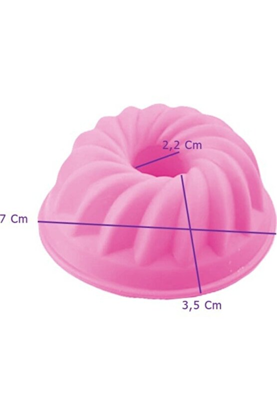 12li Silikon Muffin, Mini Kek Kalıbı Pembe