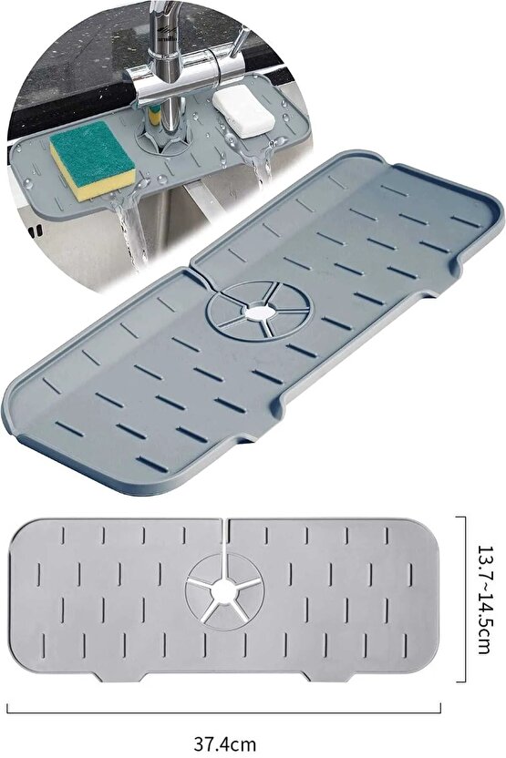 LEON LİFE Su Tutucu Musluk Matı Mutfak Ve Banyo Için Koruyucu Musluk Ve Lavabo Matı (Antrasit)