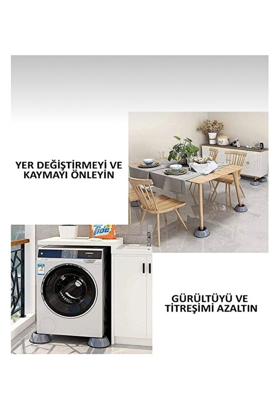 Gürültü Ve Titreşim Engelleyici Kaymaz Kauçuk Çamaşır Bulaşık Makinesi Ayak Pedi Stoper 4 Adet