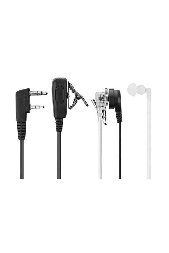 Bas Konuş Mikrofonlu 2 Pin PTT Şeffaf Spiral Telsiz Kulaklığı