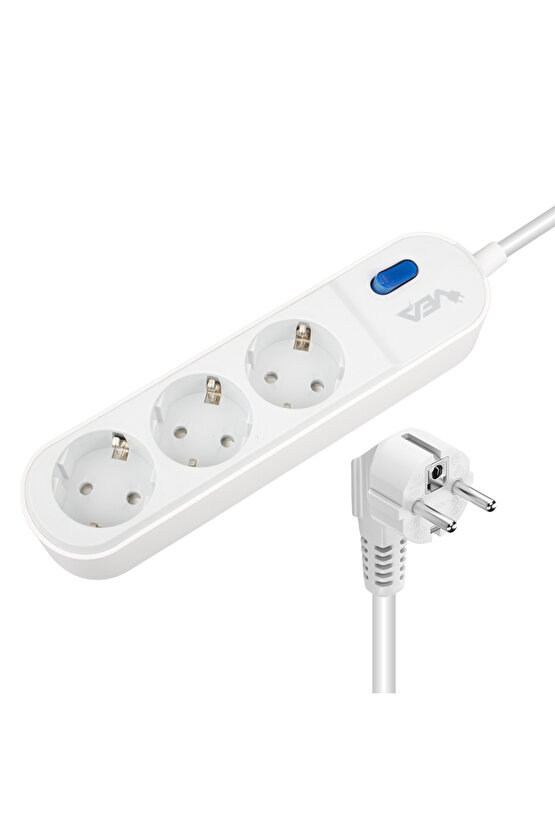 139475 VE-VEGA103 A CLASS 3LÜ ANAHTARLI 1.5 METRE ShopZum AKIM KORUMALI GRUP PRİZ (MADE IN MALAYS