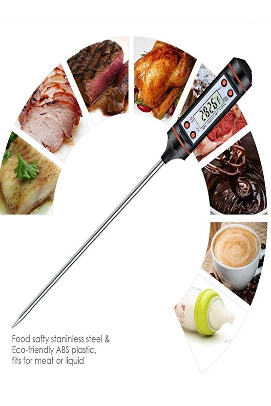 1 Adet Yemek Gıda Termometresi Gıda Yemek Sıcaklık Ölçer Dijital Et Su Süt Yiyecek Sıcaklık