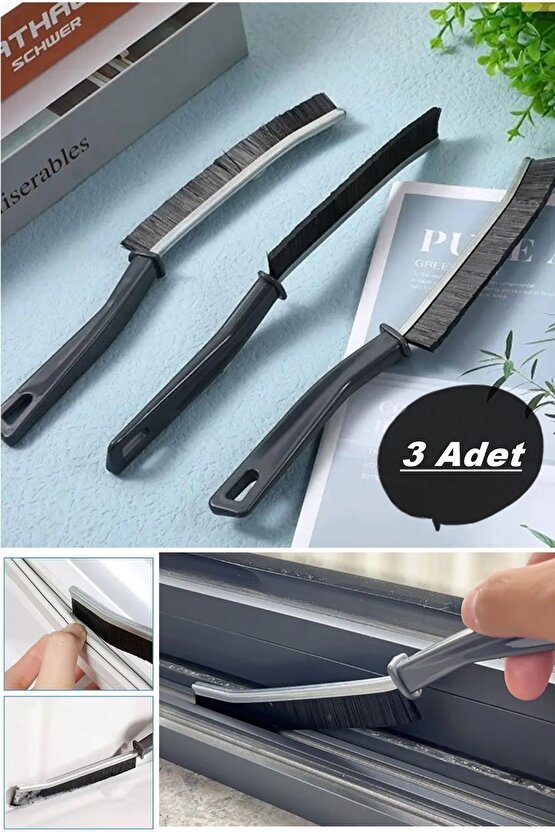 3 ADET Çok Amaçlı Multi İnce Temizlik Fırçası Derz Arası Banyo Mutfak Lavabo Detay Temizleme Fırçası