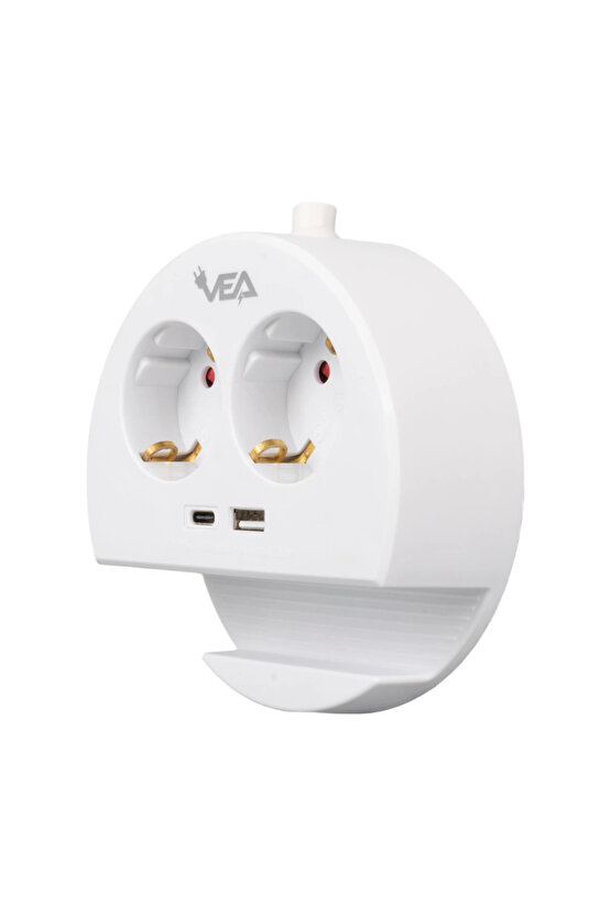 Vea Ve- G1102c 2li Usb + Type-c Girişli Telefon Standlı 1.5 Metre Grup Priz ( Lisinya )