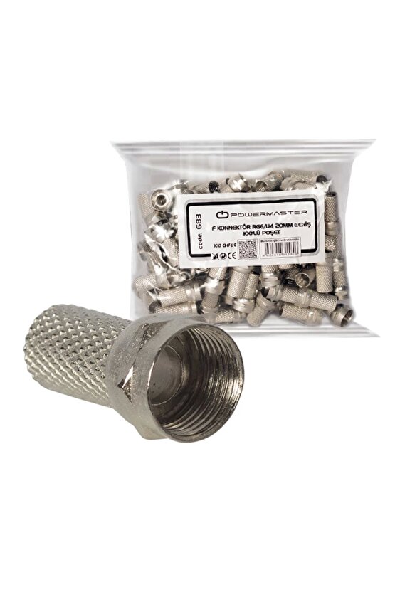 RG6U4 18MM GENİŞ F KONNEKTÖR (100LÜ POŞET) (4887)