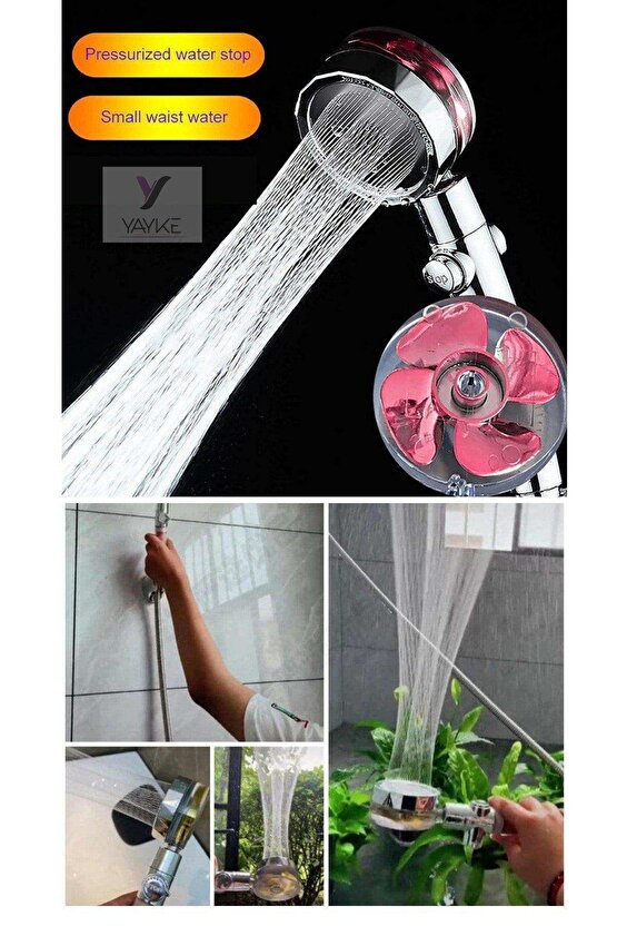 Pervaneli Duş Başlığı 360 Derece Dönebilen Aç Kapa Su Tasarruflu