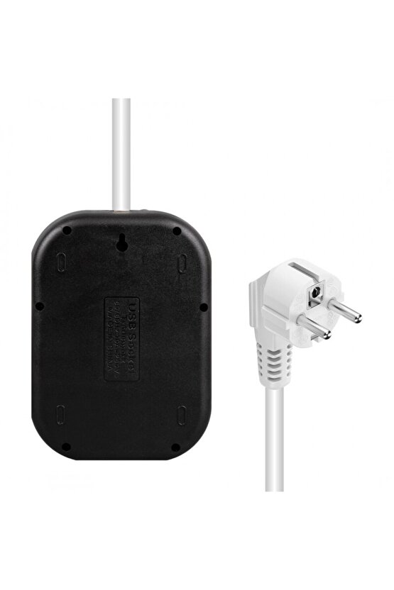 VE-22399 6lı 1.5 metre Kablolu Akım Korumalı Priz 3 x usb+Type-C