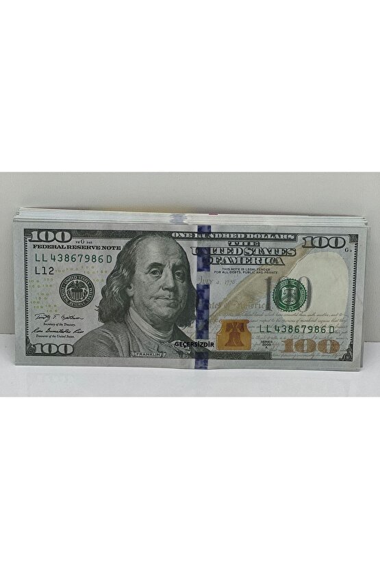 100 Adet 100 Dolar Geçersiz Sahte Düğün Parası Oyun Parası