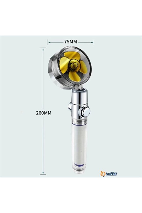 WİNTA- Turbo Pervaneli ve Filtreli Su Tasarruflu 360 Derece Dönebilen Tazyikli Duş Başlığı (K95)