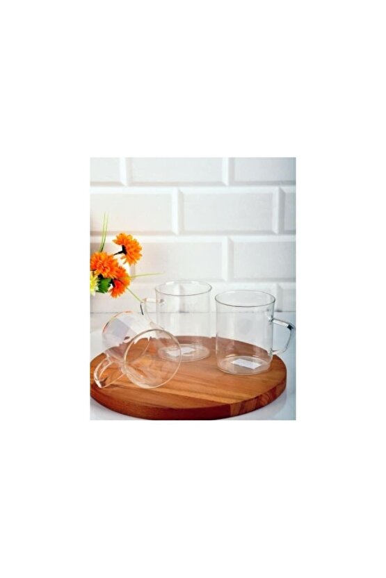 6 Parça 6 Adet Borosilikat Isıya Dayanıklı Termisil Cam Kupa Bardak Fma08432 Cam Beyaz Çay Bardağı