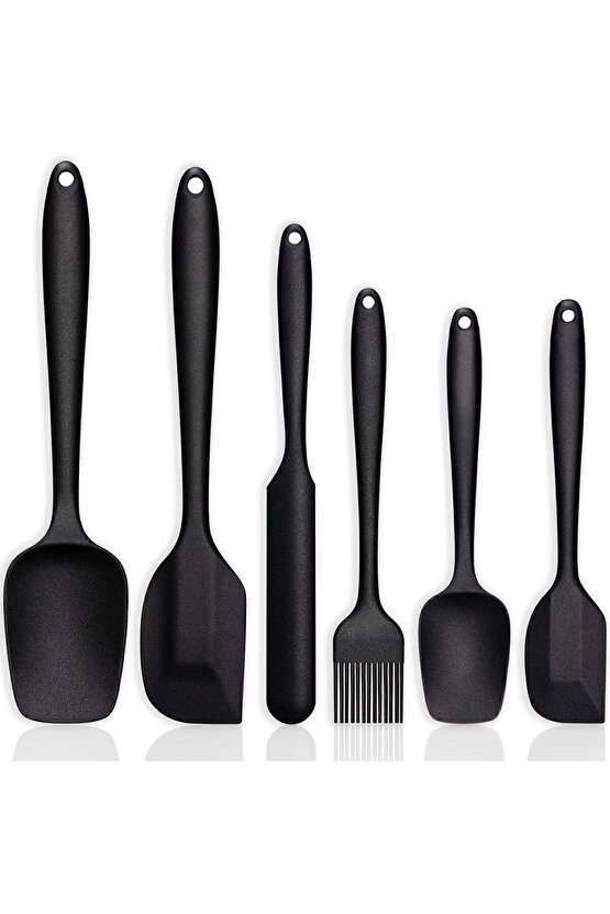 6 lı Takım Yanmaz Yapışmaz Mutfak Pasta Silikon Yumurta Fırçası Kaşık Bıçak Spatula Seti