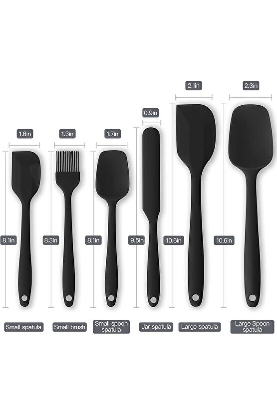6 lı Takım Yanmaz Yapışmaz Mutfak Pasta Silikon Yumurta Fırçası Kaşık Bıçak Spatula Seti