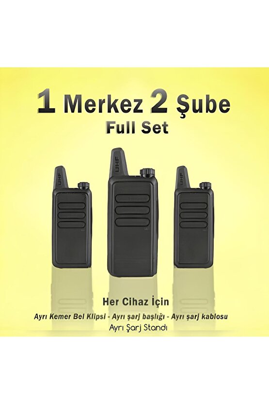 Çaycı Telsizi 1 Merkez 2 Şube Kulaklık Hediyeli Full Set