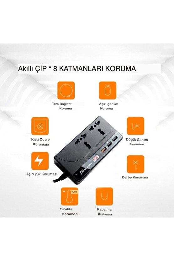 Karavan TIR Otobüs Otomobil içi Laptop Bilgisayar Şarj Cihazı 220 Volt Elektrik Üreteci invertör