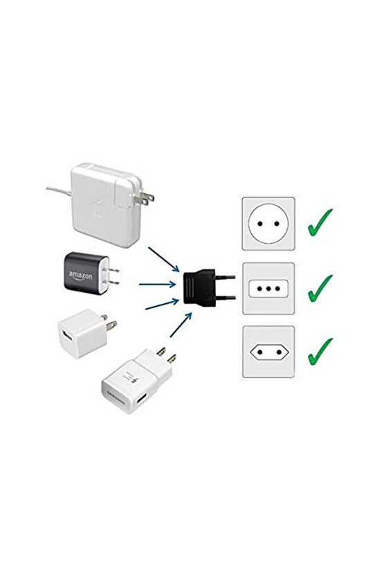 Amerikan Çin Tipi Priz Dönüştürücü Fiş Çevirici Adaptörü Aparatı - 10 Adet
