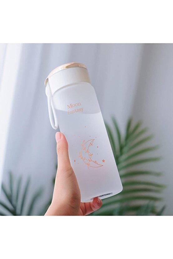 Beyaz 500 Ml Okul Suluğu Taşıma Kulplu Ay Suluk Matara