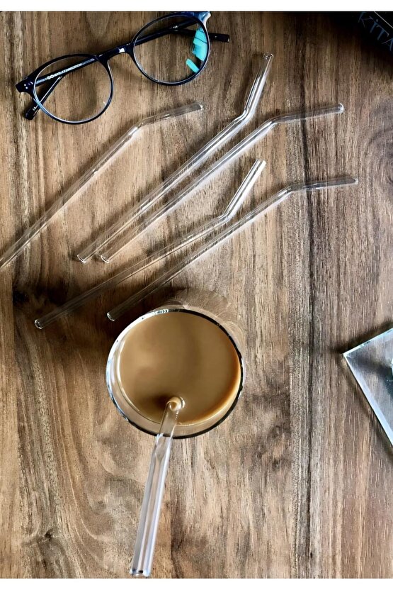 Sunum Bardağı Pipeti Şık Tasarım Modern Cam Pipet 6 Adet AXE11A-1Y5