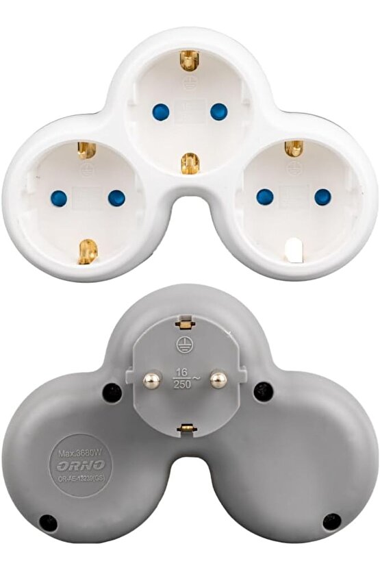 3 Topraklı Prizli Yonca Tip Sıva Üstü Golyat Çocuk Korumalı Modern Tasarım KPF9-L35