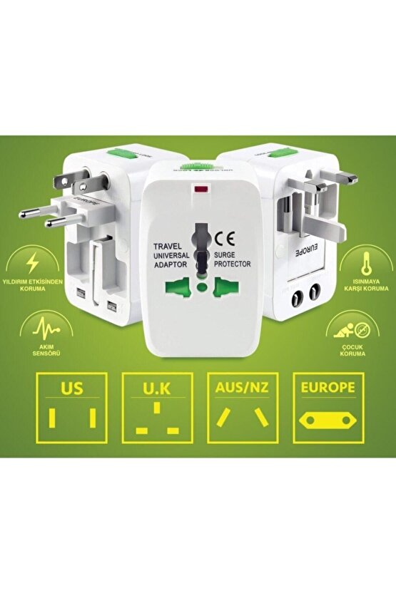 Tüm İlkelere Uyumlu Elektrik Priz Çevirici Fiş Dönüştürücü AXE44-9V3