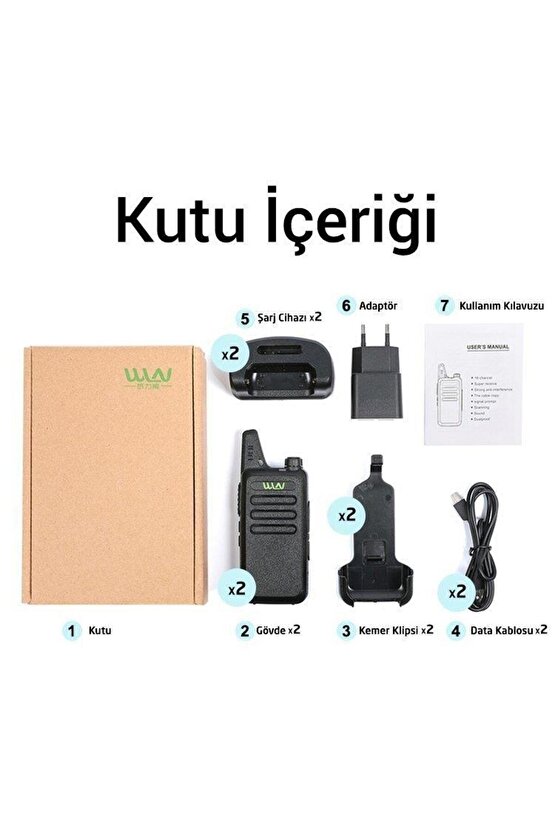 2 Adet Kulaklık Hediyeli Lisanssız WLN Telsiz 16 Kanal El Telsizi AXE1-F3L