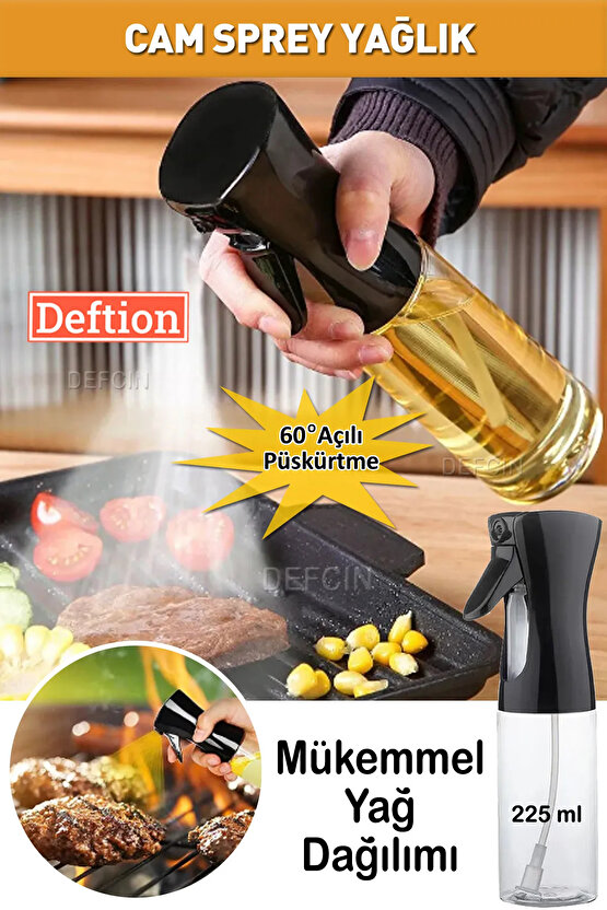 2li Kusursuz Yağ Dağılımı Cam Sprey Şişe Yağdanlık Airfryer Püskürtmeli Yağlık Fısfısı Püskürtücü