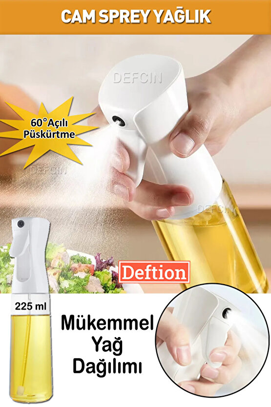 2li Kusursuz Yağ Dağılımı Cam Sprey Şişe Yağdanlık Airfryer Püskürtmeli Yağlık Fısfısı Püskürtücü