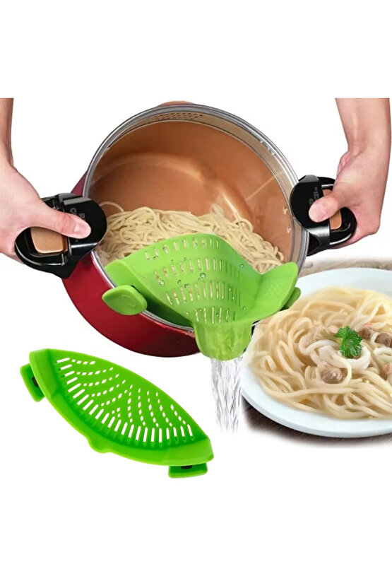 Esnek Mantı Makarna Haşlama Ayırma Süzgeci Klipsli Silikon Tencere Süzücü Aparat AXE2-S1