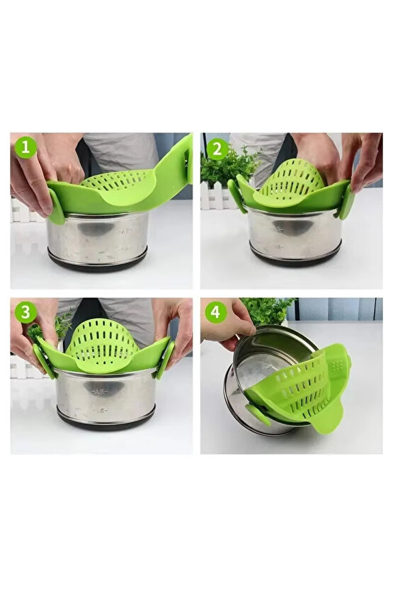 Esnek Mantı Makarna Haşlama Ayırma Süzgeci Klipsli Silikon Tencere Süzücü Aparat AXE2-S1