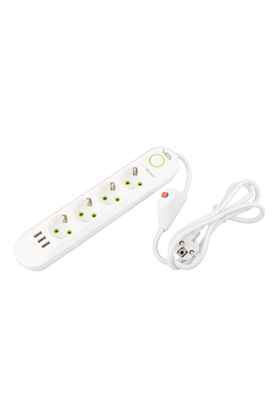 Çocuk Korumalı Termal Emniyetli 1.5 Metre Kablolu 3 UUS li Çoklu Priz AXE1-C3