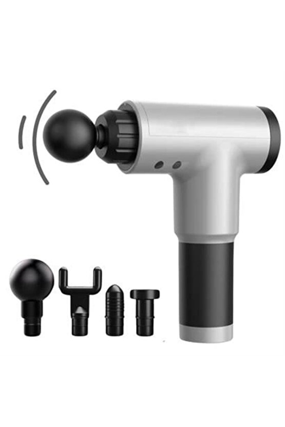 6 Farklı Seviyeli Titreşimli 4 Farklı Başlıklı Büyük Boy Masaj Tabancası