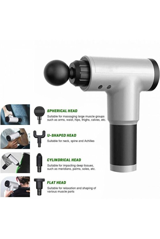 Sporcu Masaj Aleti 4 Başlıklı Şarjlı Titreşimli Yoğurmalı (4178)
